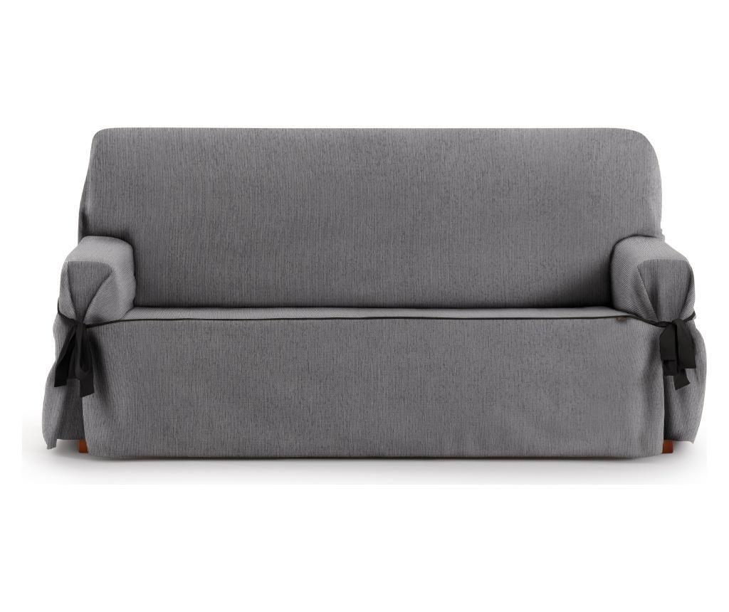 Husa ajustabila pentru canapea cu 2 locuri Chenille Ties Grey 140-180 cm – Eysa, Gri & Argintiu Eysa